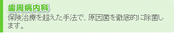 歯周病内科 - 保険治療を超えた手法で、原因菌を徹底的に除菌します。